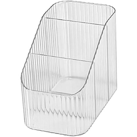Pen Holder with 3 Compartments PP Transparent Makeup Brush Holder Desktop Stationery Organizer for Bedroom Dorm School Office