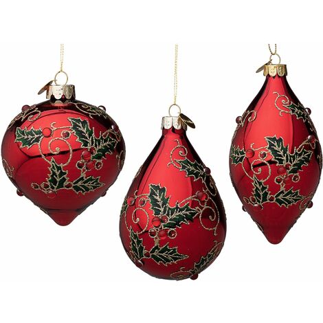 Pendagli per albero di Natale in vetro decorato color Zaida Rosso
