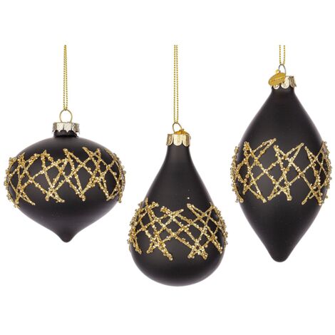 Pendagli vetro nero-oro EMBELLISH assortiti