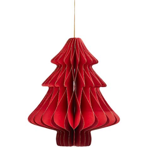 Pendaglio a forma di alberello colore rosso in carta decorazioni natalizie per albero di Natale -h 18 cm
