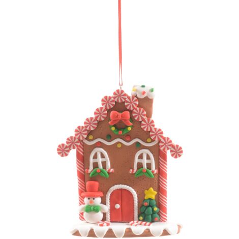 Pendaglio a forma di casa natalizia in argilla morbida per decorazioni natalizie h 12 cm -Pupazzo