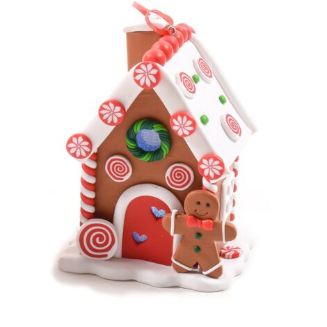 Pendaglio a forma di casetta natalizia in argilla per decorazione natalizia -Babbo Natale