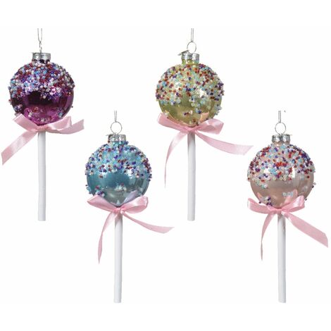 Pendaglio a forma di lecca lecca decorazione per albero di natale, 12 pezzi
