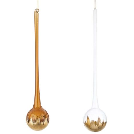 Pendaglio bolla in vetro con decorazioni oro - Diametro 7.8cm