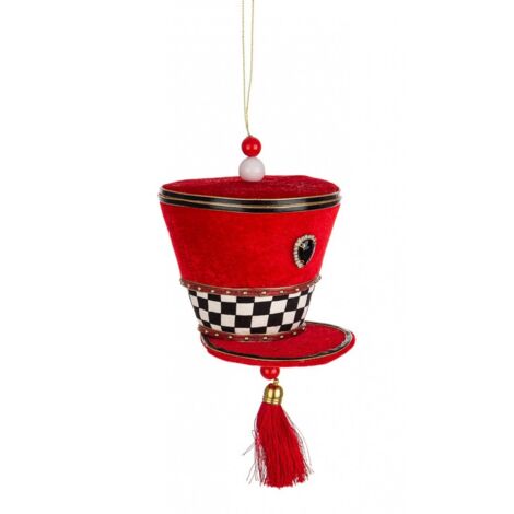 Pendaglio cappello "Colyn" per albero di Natale in polistirolo decorato color Rosso