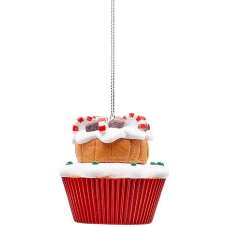 Pendaglio con cup cake per albero con decorazione natalizia da 6.5 cm -Rosso