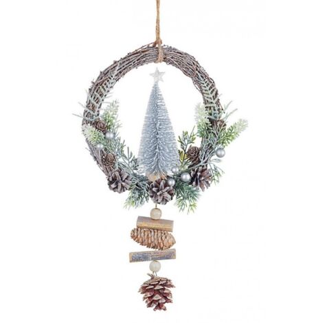 Pendaglio con Rami con Pino Bianco "Reynard" per Albero di Natale h 7 cm