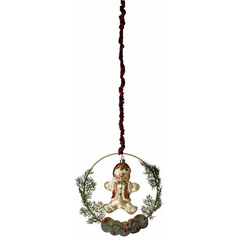 Pendaglio decorazione per albero di natale con babbo natale e omino di pan di zenzero -Omino di pan di zenzero