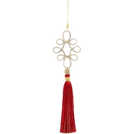 Pendaglio nappa colore rosso decorazione per albero di Natale da 21 cm -Con Diamantini