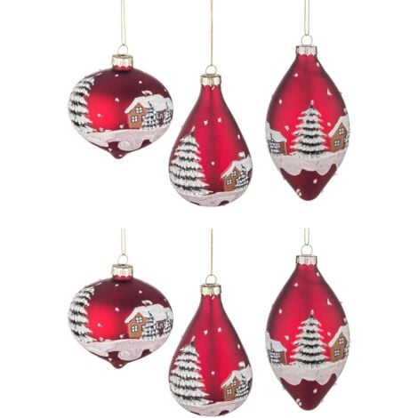 Pendaglio natalizio Bizzotto vetro village rosso 1pz