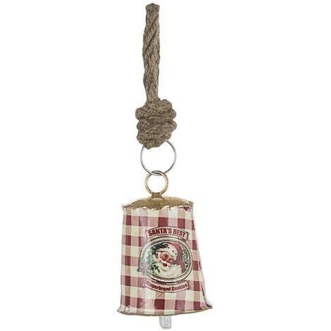 Pendaglio Natalizio Campana in Metallo Babbo Natale Decorazioni Addobbi Albero
