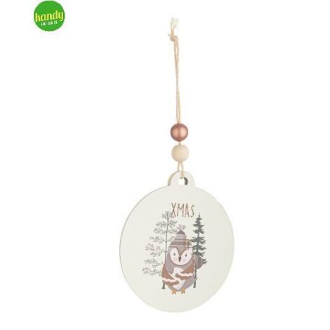 Pendaglio natalizio charis Bizzotto con gufo Ø 10 cm bianco