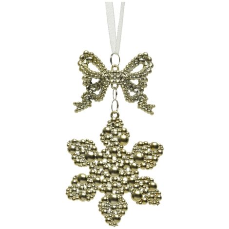 Pendaglio oro con fiocchi di neve, stella e albero di natale decorazione natalizia -Albero