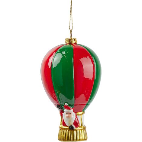 Pendaglio per albero di Natale "Babbo In Mongolfiera" 12 x 7,5 cm