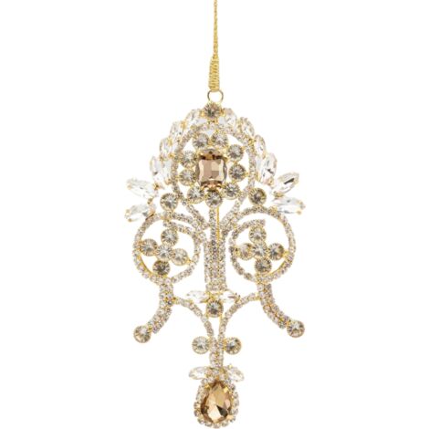 Pendaglio per albero di Natale "Damasco" decorato con gemme da 13 cm