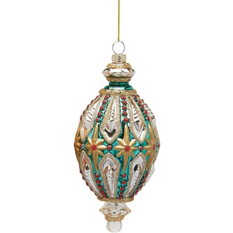 Pendaglio per albero di Natale "Fuso con Stelle" da 17 cm -Verde