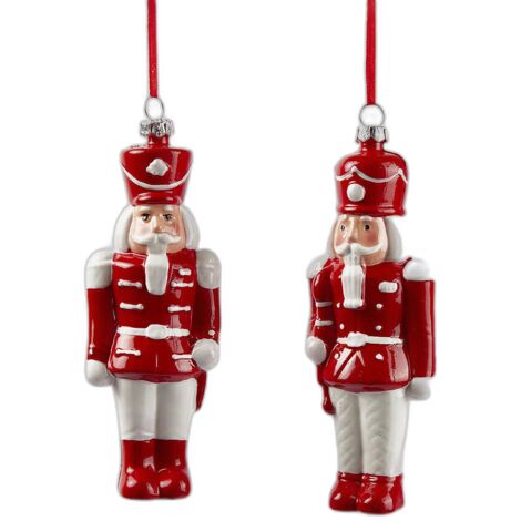 Pendaglio per albero di Natale "Soldatino", rosso e bianco, da 4 x 5.5 x 15 cm