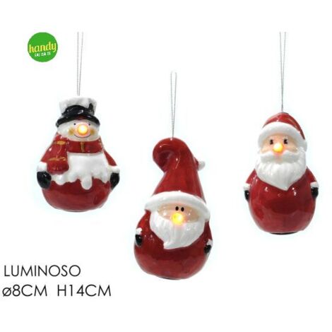 Pendaglio Personaggio Natalizio General Trade Ø 8cm con Luce Modelli Assortiti