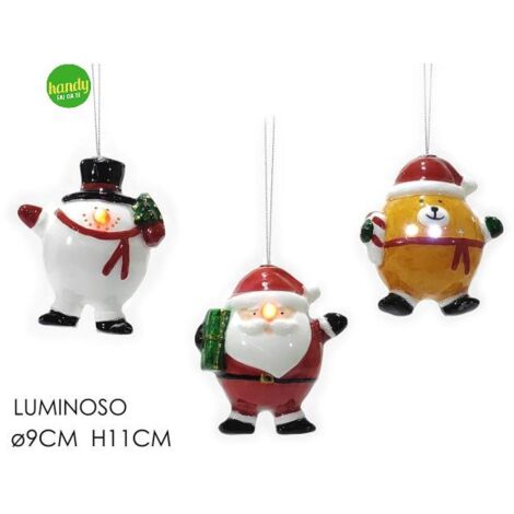 Pendaglio Personaggio Natalizio General Trade Ø 9cm con Luce Modelli Assortiti