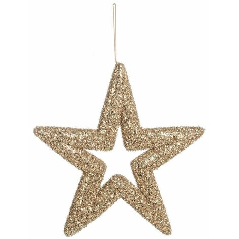 Pendaglio Stella "Angelica" Champagne tinta unita per albero di Natale moderno -h 35 cm