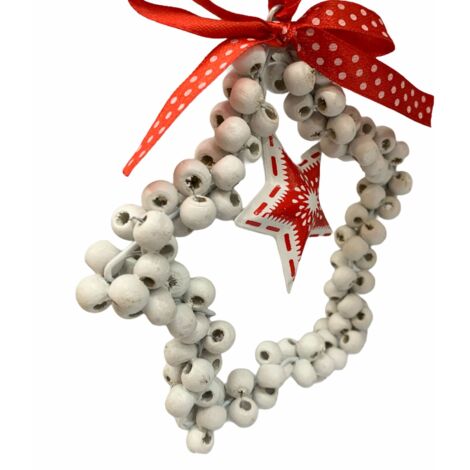 Pendaglio stella in legno e metallo Bianco h 11 cm, pallina per Albero di Natale addobbi natalizi