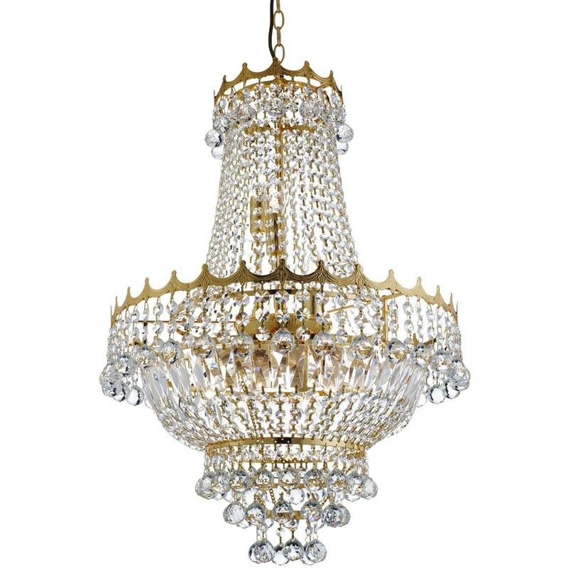 Versailles - 9 Light Crystal Chandelier Gold Finish, E14 - Searchlight