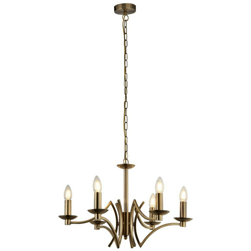 Searchlight - Ascot 6 Light Pendant Antique Brass