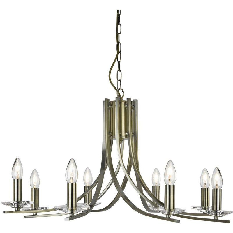 Ascona - 8 Light Chandelier Antique Brass Finish, E14 - Searchlight