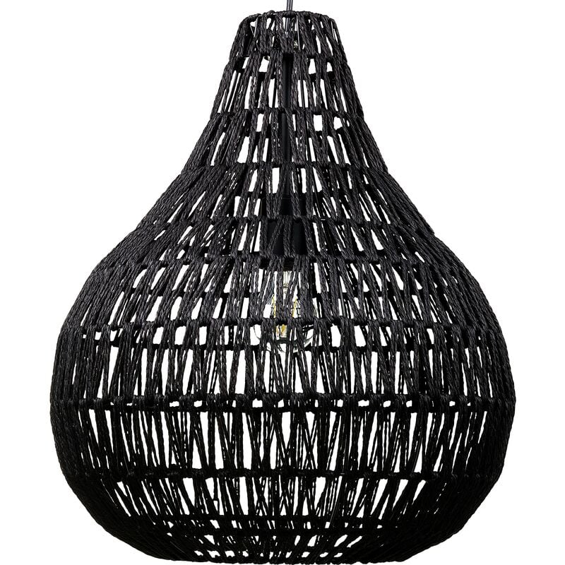 Beliani - Boho Ceiling Pendant Lamp Light Thread Lampshade Black Molopo