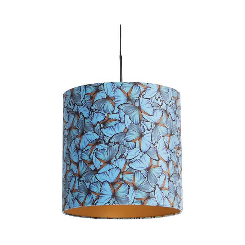 Pendant Light with Velvet Shade Butterflies with Gold 40 cm - Combi