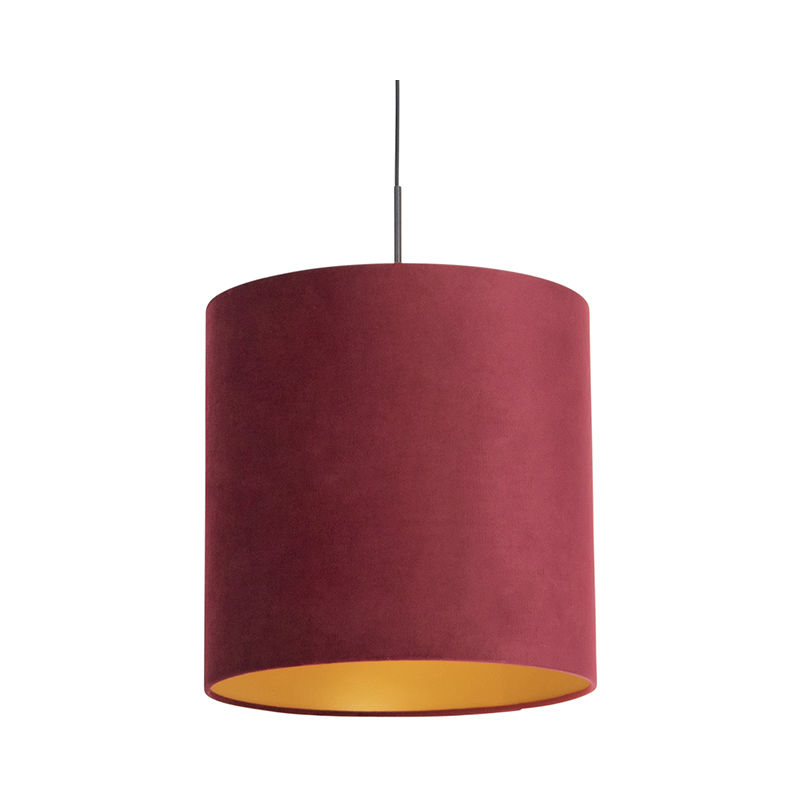 Pendant Light with Velvet Shade Red with Gold 40 cm - Combi