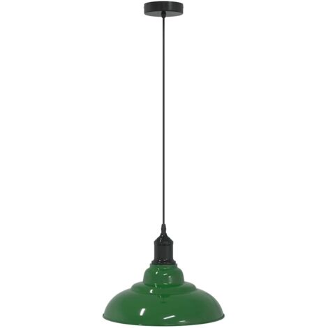 Pendant Lamp Height Adjustable E27 Gloss Green Ø 31 cm Metal vidaXL