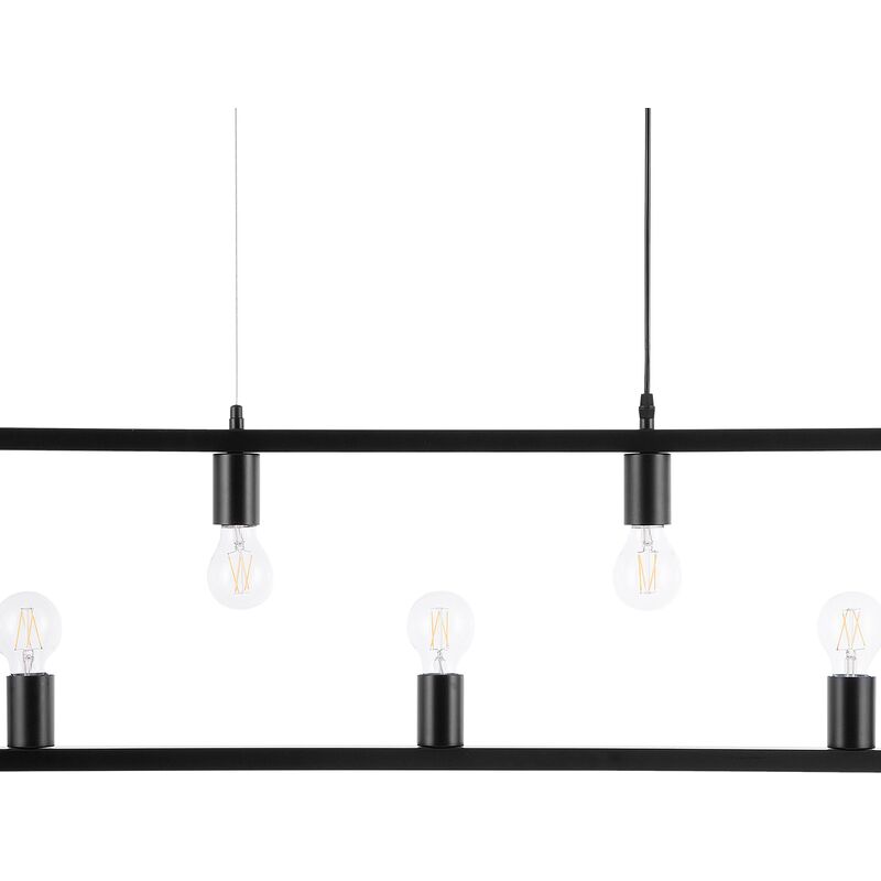 Beliani - Industrial Ceiling Light Lamp Geometric Multiple Light Bulbs Metal Black Bayas