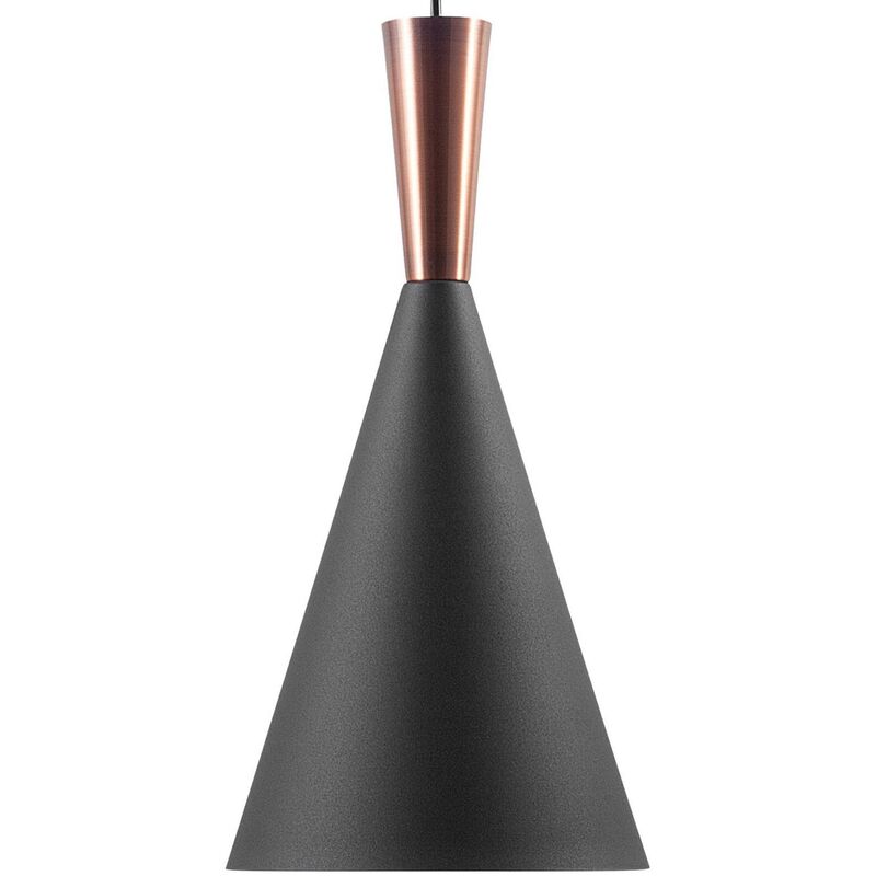 Beliani - Modern Pendant Lamp Metal Aluminium Round Cone Shade Black with Copper Tagus