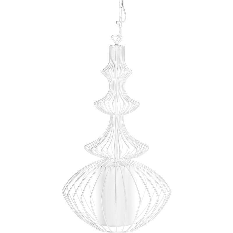 Modern Large Ceiling Pendant Lamp Light Metal Cage White Kolva