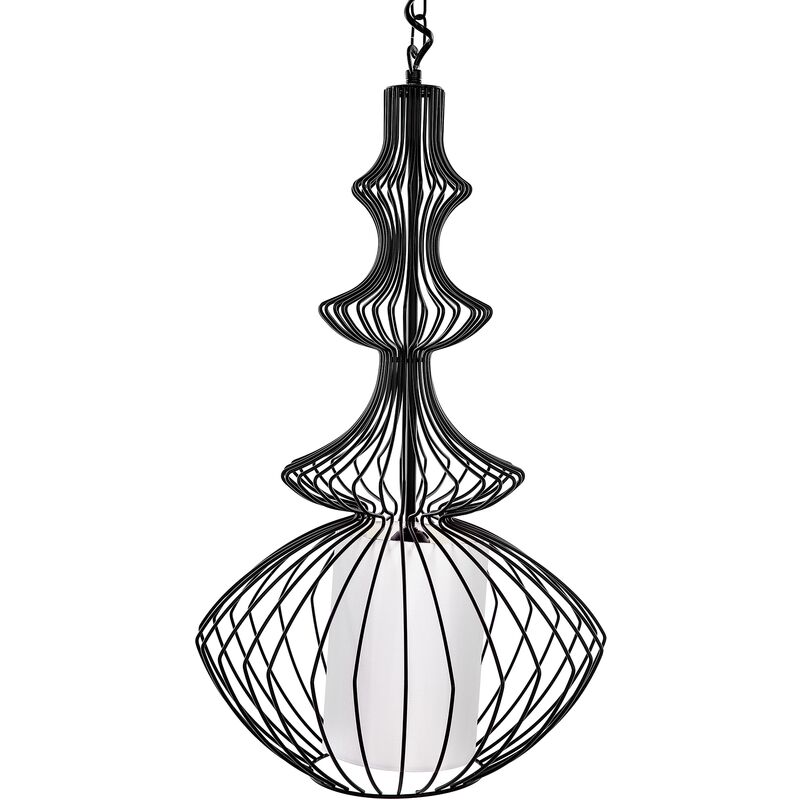 Modern Large Ceiling Pendant Lamp Light Metal Cage Black Kolva