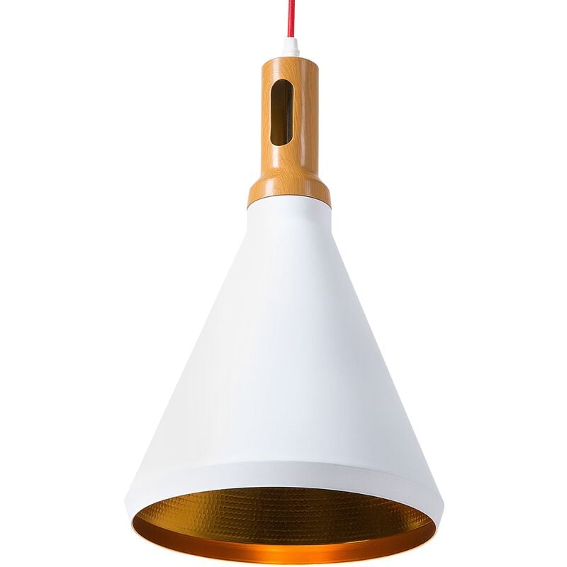 Modern Industrial Ceiling Pendant Lamp Light Metal White with Gold Mackenzie