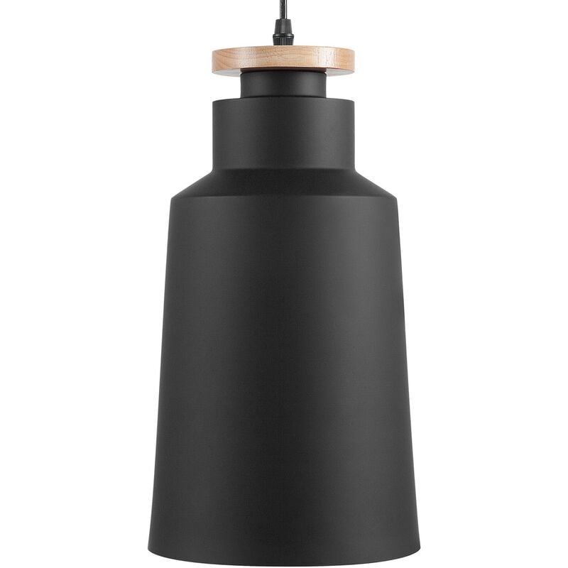 Beliani - Ceiling Pendant Lamp Light Minimalistic Natural Wood Metal Black Neva