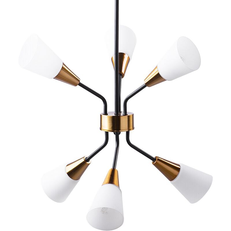 Beliani - Modern Industrial Pendant Ceiling Lamp Light Gold with White Aroyo VI