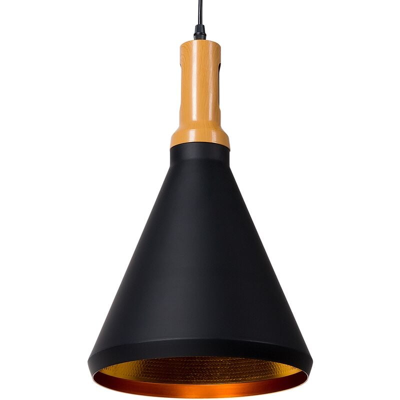 Modern Industrial Ceiling Pendant Lamp Light Metal Black with Gold Mackenzie