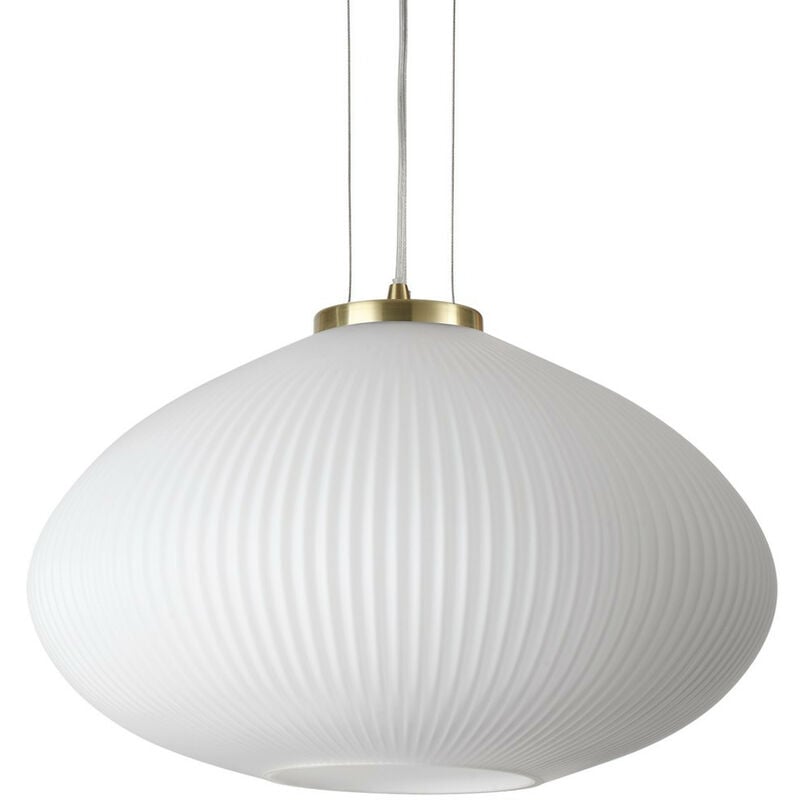 Ideal Lux - Plisse pendant lamp 1 bulb Glass, metal Brass