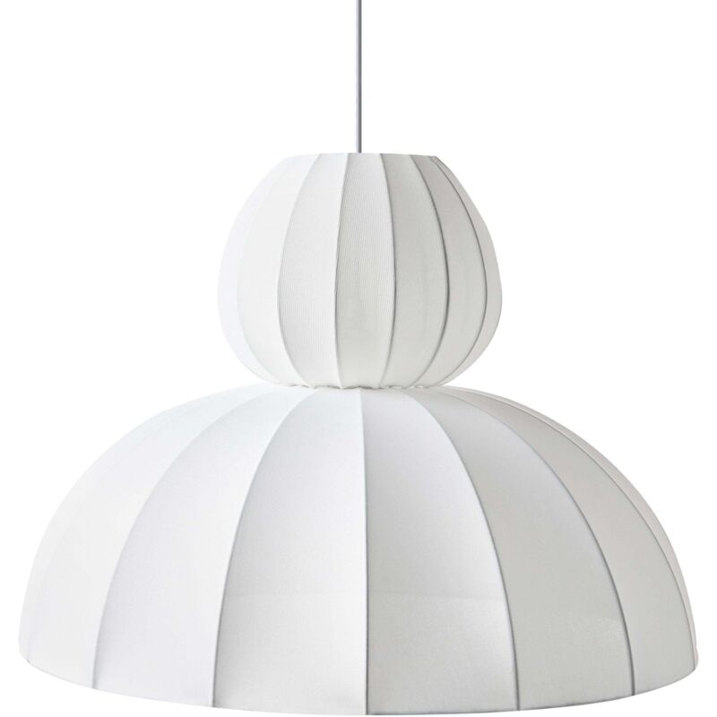 Beliani Pendant Lamp GOELETTE Faux Silk White, White