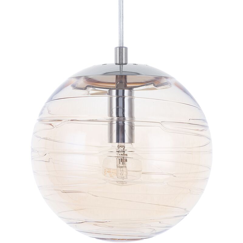 Beliani - Ceiling Pendant Lamp Light Glass Globe Sphere Tinted Gold Amber Mirna