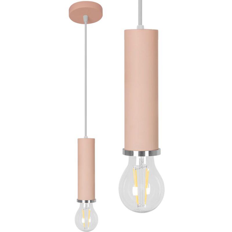 Toolight - Pendant Lamp App110 Osti A Metal Pink E27 1-light Point