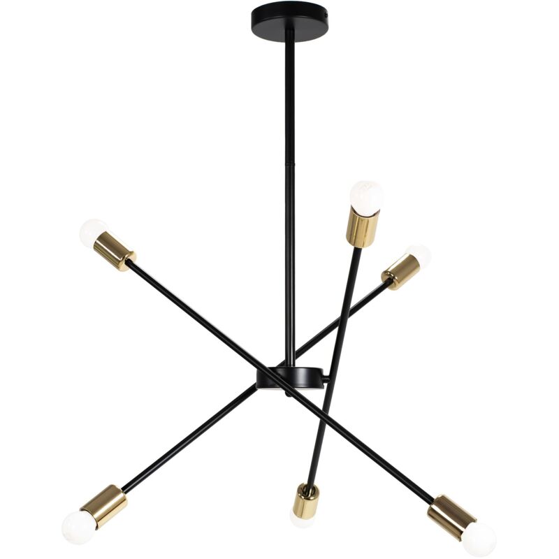 Toolight - Pendant Lamp App1116-6cp Black Gold Metal E27 6-light Points