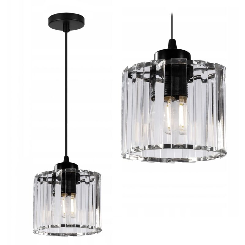 Toolight - Pendant Lamp App511-1cp Cristal Black 1-light Point E27 13x13x12-102cm