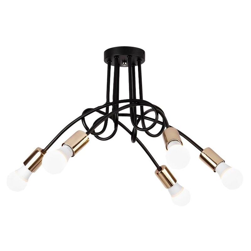 Toolight - Pendant Lamp App518-5c Paradise 5 Black Gold 5-light Points E27 70x70x40cm
