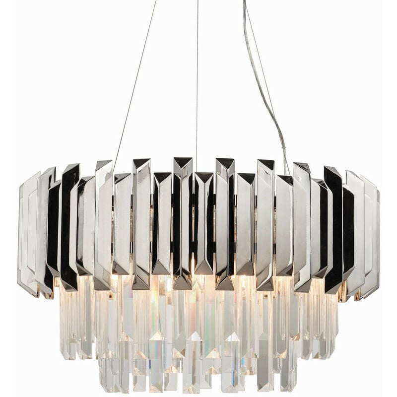 Lighting Valetta - Pendant Polished Stainless Steel & Crystal (K5) Glass 6 Light Dimmable IP20 - E14 - Endon