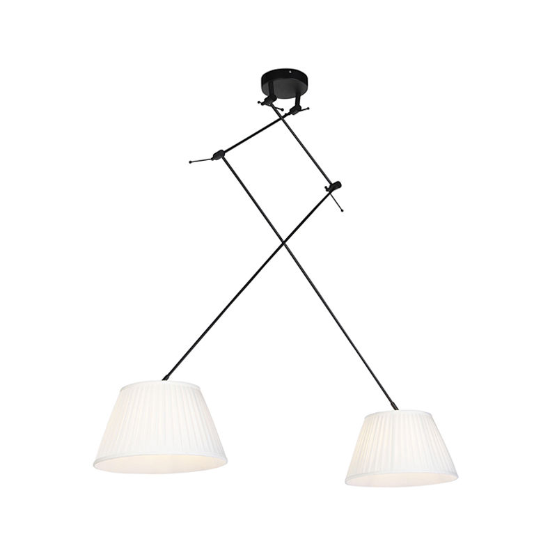 Pendant Lamp with Pleated Shade 35cm White - Blitz II Black