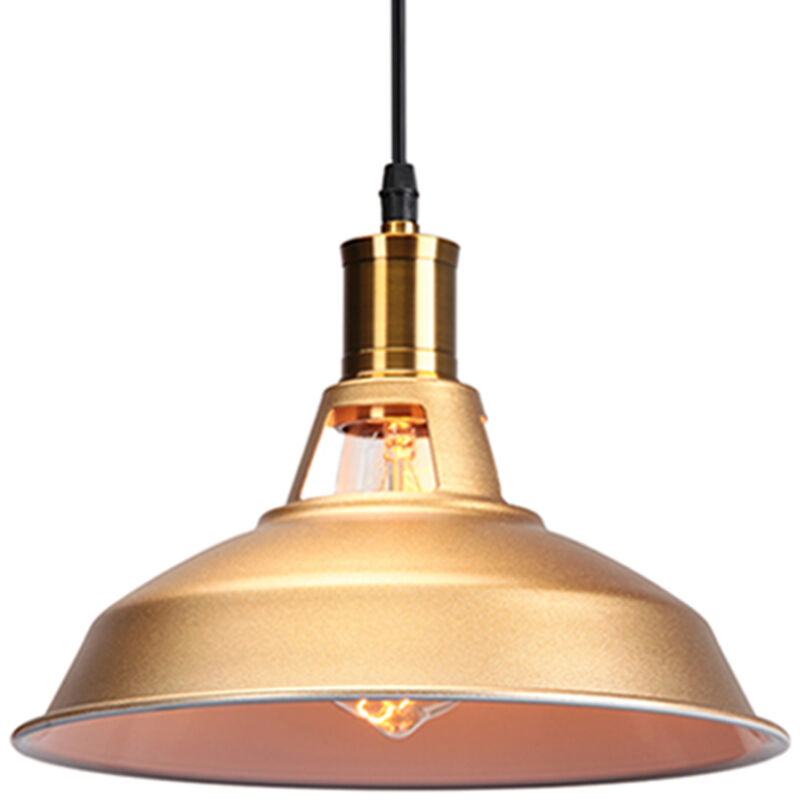 Pendant Ligh Retro Metal Hanging Ceiling Light Adjustable Height for Living Room Restaurant Porch Ø 27cm Gold